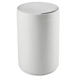 MDesign Plastic Small Round Trash Can Wastebasket, Swing Lid -Lunara Bath Store GUEST 3d3aef33 0974 43eb 92f1 cdb45167affe