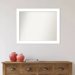 32" X 26" Non-Beveled Wedge White Bathroom Wall Mirror - Amanti Art -Lunara Bath Store GUEST 3d9aa18e 5347 4bae 8594 6921351dc2a9
