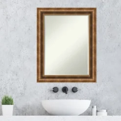 Amanti Art Manhattan Bronze Petite Bevel Wood Bathroom Wall Mirror 29.5 X 23.5 In. -Lunara Bath Store GUEST 3f03466e 1691 4c6c bbde 020a2ac3ebc3