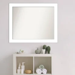 32" X 26" Non-Beveled Wedge White Bathroom Wall Mirror - Amanti Art -Lunara Bath Store GUEST 3fab714a 78ea 4068 8c9c 44f691039dc0