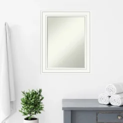 Amanti Art Craftsman White Petite Bevel Wood Bathroom Wall Mirror 29 X 23 In. -Lunara Bath Store GUEST 42df849e 0230 4520 afca eb246fd1b97c