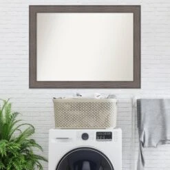 43" X 32" Non-Beveled Country Barn Wood Bathroom Wall Mirror Brown - Amanti Art -Lunara Bath Store GUEST 43a03bca 6ff6 4e22 b749 3d3ad55c7d22