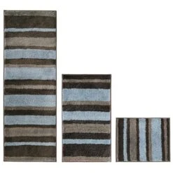 MDesign Striped Microfiber Bathroom Spa Mat Rugs/Runner, Set Of 3 -Lunara Bath Store GUEST 46f933e2 b16a 4718 a4bf 3c052df6807d