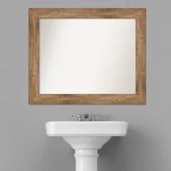 34" X 28" Non-Beveled Owl Wood Bathroom Wall Mirror Brown - Amanti Art -Lunara Bath Store GUEST 499cf15d 8d2f 4fa5 8528 a99243bf8663