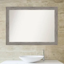 43" X 32" Non-Beveled Regis Barn Wood Gray Wood Bathroom Wall Mirror - Amanti Art -Lunara Bath Store GUEST 49e59b22 77f7 429b 8eef b65861735fbe