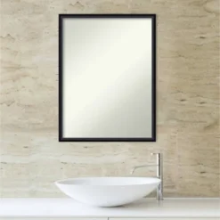 19" X 25" Non-Beveled Lucie Wood Bathroom Wall Mirror Black - Amanti Art -Lunara Bath Store GUEST 4a0d33a2 fd8d 47ad a578 bfc74f8f4f81