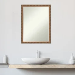 Amanti Art Antique Bronze Petite Bevel Wood Bathroom Wall Mirror 26 X 20 In. -Lunara Bath Store GUEST 4a64cd26 215a 4134 90a6 0eb3e73e4edd