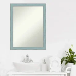 20" X 26" Non-Beveled Sky Blue Rustic Wood Bathroom Wall Mirror - Amanti Art -Lunara Bath Store GUEST 4bb27d2b 2ffd 40f0 89b1 c4e2da63fecf