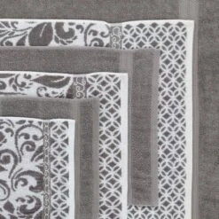 Modern Threads Reversible Yarn Dyed Jacquard Towel Set, Trefoil Filigree. -Lunara Bath Store GUEST 4bcabea5 d25c 445e 8a42 28fdd3f6ba96