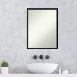 19" X 25" Non-Beveled Lucie Wood Bathroom Wall Mirror Black - Amanti Art -Lunara Bath Store GUEST 4c173254 2535 471c b6e6 751d1b9761d0