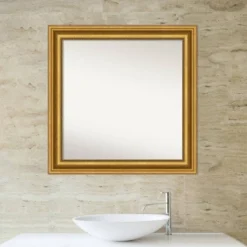 32" X 32" Non-Beveled Parlor Bathroom Wall Mirror Gold - Amanti Art 14 32" X 32" Non-Beveled Parlor Bathroom Wall Mirror Gold - Amanti Art -Lunara Bath Store GUEST 4f281535 33be 4b83 a8e9 f0d45c983f69