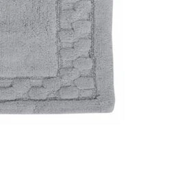 Sculptured Border Soft Plush Cotton Non-Slip Bath Rug Silver By Castle Hill -Lunara Bath Store GUEST 50af5414 a5cd 4912 981a fe31b723ed68
