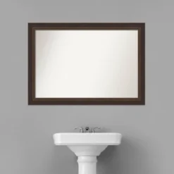 41" X 29" Non-Beveled Lara Wood Bathroom Wall Mirror Bronze - Amanti Art -Lunara Bath Store GUEST 5224fcd8 988b 4d90 81ca dd6b2707f794