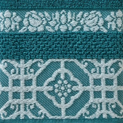 2pk Vern Yip Floral Lanterns Hand Towel Teal Green - SKL Home 4 2pk Vern Yip Floral Lanterns Hand Towel Teal Green - SKL Home - Image 2