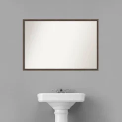 37" X 25" Non-Beveled Hardwood Wedge Wood Bathroom Wall Mirror Mocha Brown - Amanti Art 14 37" X 25" Non-Beveled Hardwood Wedge Wood Bathroom Wall Mirror Mocha Brown - Amanti Art -Lunara Bath Store GUEST 54503c3f 96d4 426c 8f37 05da24b18983