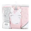 Hudson Baby Infant Girl Cotton Rich Hooded Towels, Pink Unicorn, One Size