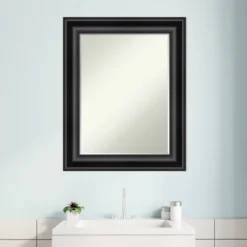 Amanti Art Grand Black Petite Bevel Bathroom Wall Mirror 29.75 X 23.75 In. -Lunara Bath Store GUEST 55ea8d63 5359 4158 8ca0 9cccd6bce96d