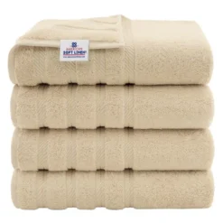 American Soft Linen 4 Pack Bath Towel Set, 100% Cotton, 27 Inch By 54 Inch Bath Towels For Bathroom -Lunara Bath Store GUEST 56a5e57c 90b2 4c5d a640 de1180e0d723