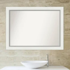 44" X 33" Non-Beveled Eva Bathroom Wall Mirror White - Amanti Art -Lunara Bath Store GUEST 5796ed91 c04c 45d6 87c0 0881f4b2bb4a