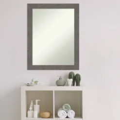 22" X 28" Non-Beveled Rustic Plank Gray Narrow Bathroom Wall Mirror - Amanti Art -Lunara Bath Store GUEST 5835e5a8 ff41 4040 bd75 5f7dbaf0583e