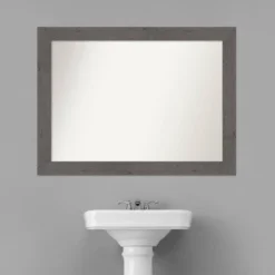 44" X 33" Non-Beveled Rustic Plank Gray Bathroom Wall Mirror - Amanti Art 16 44" X 33" Non-Beveled Rustic Plank Gray Bathroom Wall Mirror - Amanti Art -Lunara Bath Store GUEST 5890c432 1cbb 48bd b3c1 57a6b36c1c7d