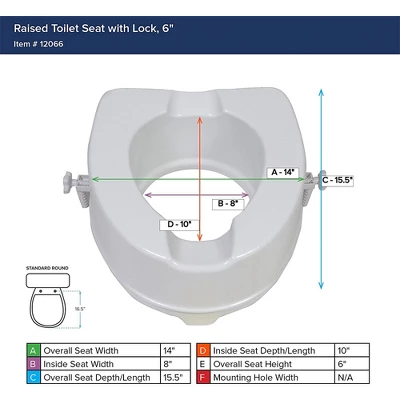 Drive Medical Safe Comfortable Polypropylene Raised Elevated Toilet Seat With Universal Fit And Stable Dual Locking Mechanism, White 4 Drive Medical Safe Comfortable Polypropylene Raised Elevated Toilet Seat With Universal Fit And Stable Dual Locking Mechanism, White - Image 2