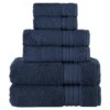 Laural Home Navy Spa Collection 6-Pc. Cotton Towel Set -Lunara Bath Store GUEST 5b746db6 b5c9 480a 959e 669e529240b0