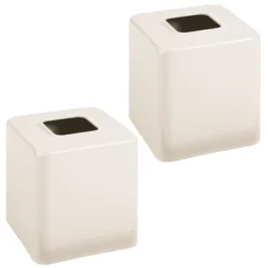 MDesign Metal Square Paper Facial Tissue Box Cover Holder - 2 Pack -Lunara Bath Store GUEST 5b993b64 f219 483a 9c85 6899ad5c2201