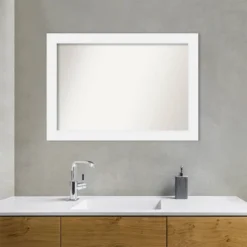 41" X 29" Non-Beveled Corvino Wood Bathroom Wall Mirror White - Amanti Art -Lunara Bath Store GUEST 5cca2e4b 8909 4ade 9d47 e4bf9c22f4f9
