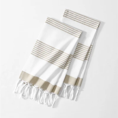 Boho Harper Stripe Knotted Tassel Hand Towels Set Of 2 - 16" X 30" - Elrene Home Fashions 6 Boho Harper Stripe Knotted Tassel Hand Towels Set Of 2 - 16" X 30" - Elrene Home Fashions - Image 4