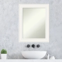 24" X 30" Non-Beveled Ridge White Bathroom Wall Mirror - Amanti Art -Lunara Bath Store GUEST 5ea62d19 9945 48c7 82f7 1178335f9fae