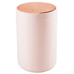 MDesign Plastic Small Round Trash Can Wastebasket, Swing Lid -Lunara Bath Store GUEST 5eef7d3d d7e9 4ba9 8bfc d1e738155083