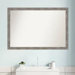 39" X 27" Non-Beveled Marred Wood Bathroom Wall Mirror Pewter - Amanti Art -Lunara Bath Store GUEST 5fbc4666 f571 4bda adae 1d12007a1010