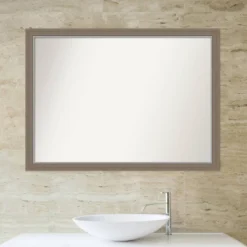 41" X 30" Non-Beveled Eva Narrow Bathroom Wall Mirror Brown - Amanti Art -Lunara Bath Store GUEST 6155a2aa f349 4d85 86ad f457b2a1d0f6