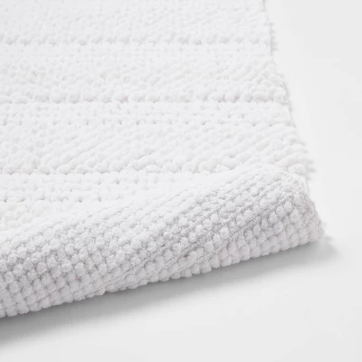20"x32" Knit Striped Chenille Bath Rug Fringe White - Threshold™ 5 20"x32" Knit Striped Chenille Bath Rug Fringe White - Threshold™ - Image 3