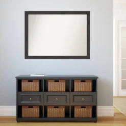 42" X 31" Non-Beveled Rustic Plank Espresso Narrow Bathroom Wall Mirror - Amanti Art -Lunara Bath Store GUEST 63e394ea d660 463a 8f19 6e50fc83827f