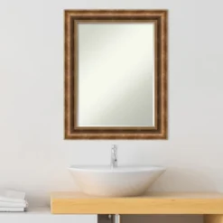 Amanti Art Manhattan Bronze Petite Bevel Wood Bathroom Wall Mirror 29.5 X 23.5 In. -Lunara Bath Store GUEST 64eb343b 9d0f 42d7 b2d2 505d904ccdd0