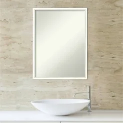 19" X 25" Non-Beveled Lucie Wood Bathroom Wall Mirror White - Amanti Art -Lunara Bath Store GUEST 65003505 2b10 4cd5 84a4 19d513e84507