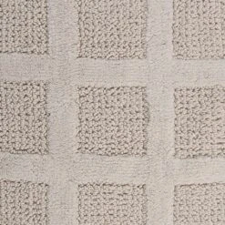 Square Honeycomb 100% Cotton Reversible Bath Rug Ivory By Knightsbridge