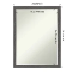 Amanti Art Pinstripe Plank Grey Thin Petite Bevel Bathroom Wall Mirror 26 X 20 In. -Lunara Bath Store GUEST 66707823 6025 45e5 9b2c 439c140dcd32
