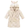 Hudson Baby Infant Girl Cotton Rich Bathrobe, Fawn, 0-9M