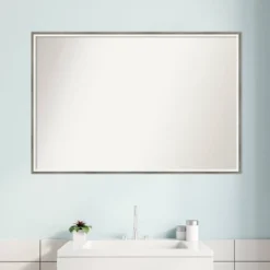 37" X 25" Non-Beveled Lucie Wood Bathroom Wall Mirror Silver - Amanti Art -Lunara Bath Store GUEST 66dbcb7f 275c 4955 b5f1 d7471fcbfda2
