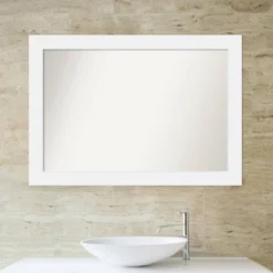 41" X 29" Non-Beveled Corvino Wood Bathroom Wall Mirror White - Amanti Art -Lunara Bath Store GUEST 68f71a97 6a85 4947 a9fd 1423d7aff4de