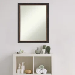 Amanti Art Ashton Black Petite Bevel Wood Bathroom Wall Mirror 26.5 X 20.5 In. -Lunara Bath Store GUEST 69283bb0 14ad 4d13 91c0 0e6274a8ceb4