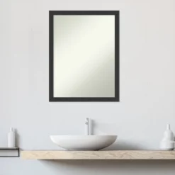 Mezzanotte Black Non-Beveled Wood Bathroom Wall Mirror -Lunara Bath Store GUEST 6bd10bc4 a547 4b19 bc30 6d990a2aa172