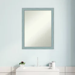20" X 26" Non-Beveled Sky Blue Rustic Wood Bathroom Wall Mirror - Amanti Art -Lunara Bath Store GUEST 6c96e01d e381 4283 ab5e d3614c594e61