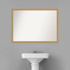 40" X 29" Non-Beveled Grace Narrow Bathroom Wall Mirror Brushed Gold - Amanti Art -Lunara Bath Store GUEST 6e07d16f 363f 4e92 aced 17307342126e
