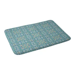 Bohemian Bloom Memory Foam Bath Mat Turquoise - Deny Designs