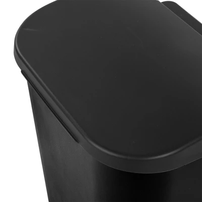 Sterilite 11.3 Gallon D Shape Flat Side Lift Top Lid Wastebasket Trash Can For Kitchen, Home Office, And Garage, Or Workspace, Black (18 Pack) 4 Sterilite 11.3 Gallon D Shape Flat Side Lift Top Lid Wastebasket Trash Can For Kitchen, Home Office, And Garage, Or Workspace, Black (18 Pack) - Image 2
