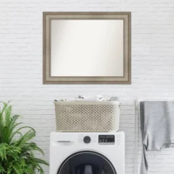 34" X 28" Non-Beveled Mezzanine Antique Narrow Wood Bathroom Wall Mirror Silver - Amanti Art -Lunara Bath Store GUEST 77038107 64ea 40ea 99b4 974e5075f308